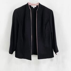DRESS BARN Black Open Front Collarless Blazer